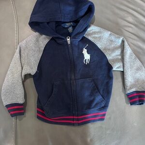 Polo by Ralph Lauren Blue and Gray Zip-Up Hoodie